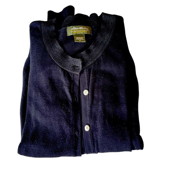 Eddie Bauer, black cotton cardigan, size medium - Picture 2 of 8